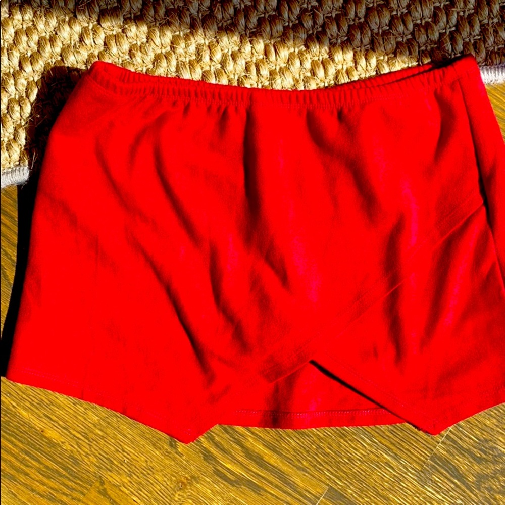 Red faux suede envelope skirt size M